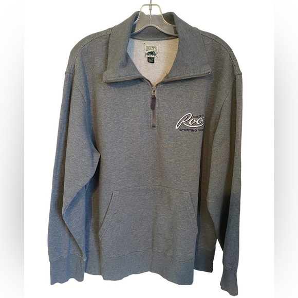 Roots 1/4 Zip Grey Pullover Sweatshirt Heathered Grey  Adult XLG - Picture 1 of 15